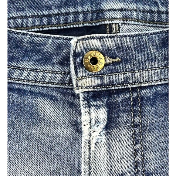 DIESEL THAVAR Denim Blue WASH 0848C Slim Skinny Jeans Mens Size 33x34 Distressed - Picture 8 of 14